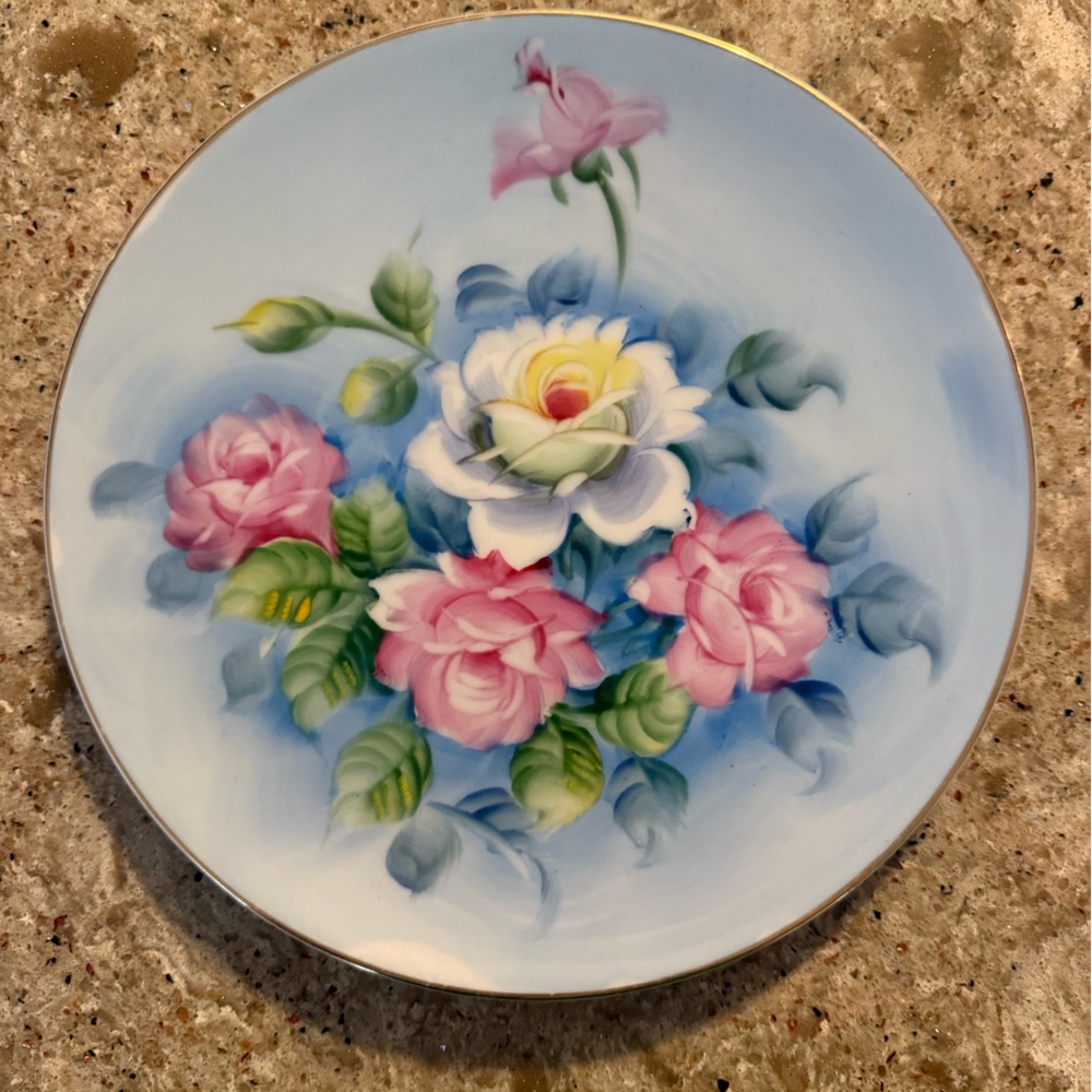 Set of 2 Vintage Lefton China Pastel Floral Accent Decor Plate